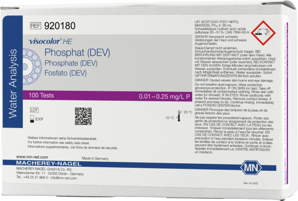 Colorimetric test kit VISOCOLOR HE Phosphate (DEV), refill pack