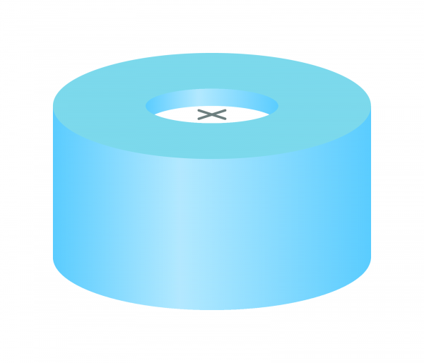 Snap ring closure, N 11,PE(soft),l.blue,c.hole,Sil.w./PTFE blue,cross-slit,1.0mm
