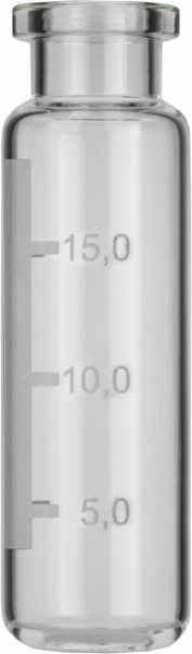 Crimp neck vial, N 20, 22.5x75.5 mm, 20.0 mL,label,rd. bottom, flat neck,clear