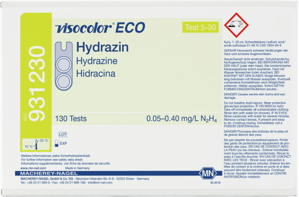 Colorimetric test kit VISOCOLOR ECO Hydrazine, refill pack