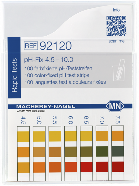 pH test strips, pH‑Fix 4.5–10.0, fixed indicator