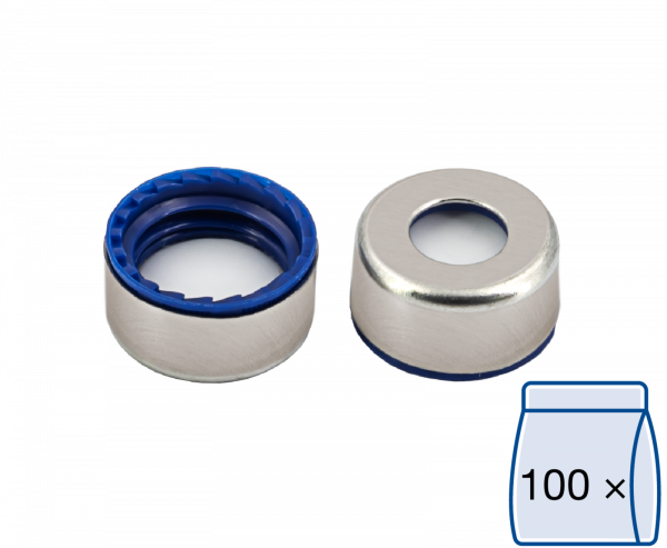Screw closure, N 9, PP/steel, magn., c. hole, Sil./PP, 1.0mm, fluorine-free
