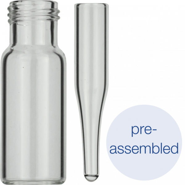 Screw neck vial, N 9 (702282) with assembled conical insert (702813)