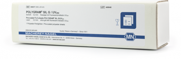 TLC polyester sheets, silica gel layer, POLYGRAM SIL G UV254, 20x500 cm