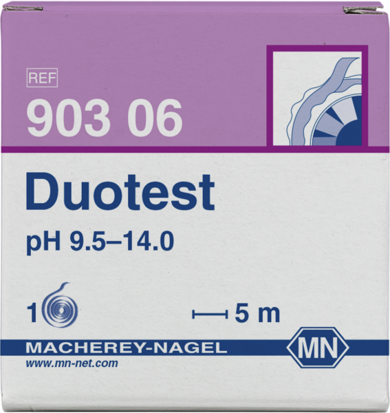 pH test paper Duotest pH 9.5–14.0, with two indicator zones