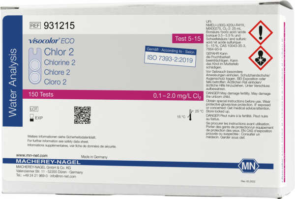 Colorimetric test kit VISOCOLOR ECO Chlorine 2, free and total, refill pack